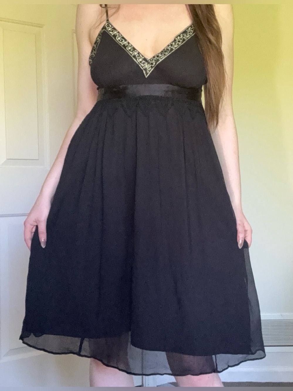 Rare Banana Republic Beaded Black Midi Cocktail Dress - 10 - Picture 12 of 14
